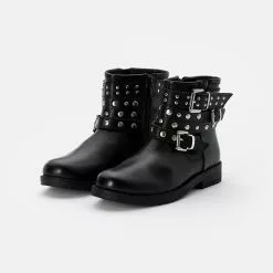 Friboo LEATHER BOOTIES - Cowboy-/Bikerstiefelette - Black, Kinder -Friboo Verkaufsgeschäft 94d007710ea94fc8b7c48257b91a2a92